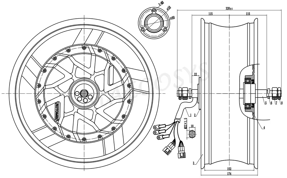 12000W Electric Motorcycle Hub Motor - QSMotor 17X6.0 นิ้ว 70H 12000W V4