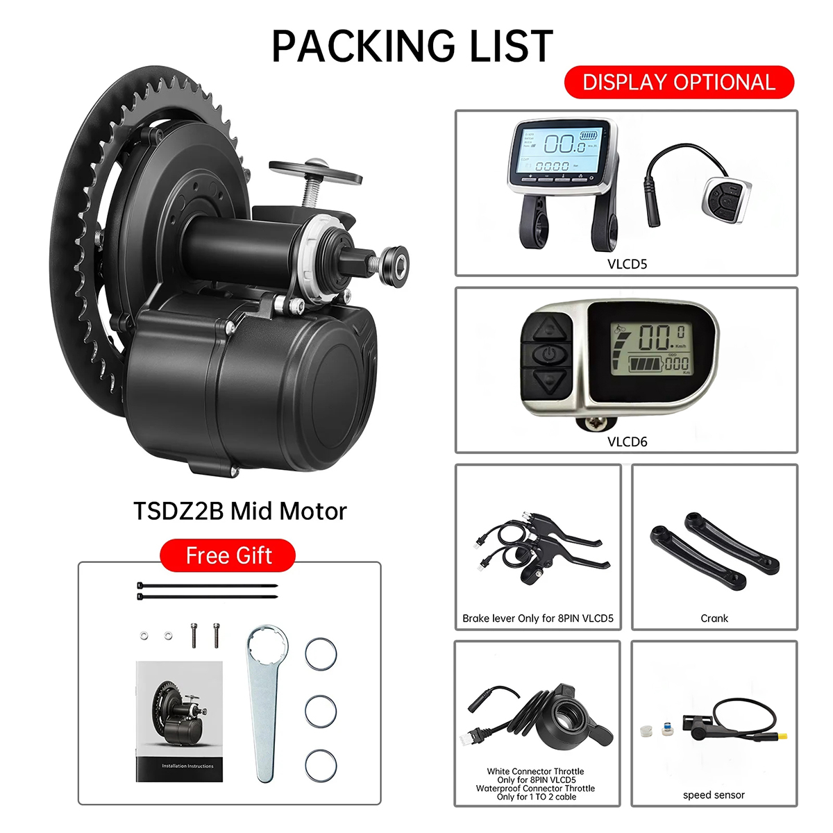 มอเตอร์ติดตั้งใต้ท้องจักรยาน T - Torque Sensor Mid Drive Motor Kit บทวิจารณ์และราคา